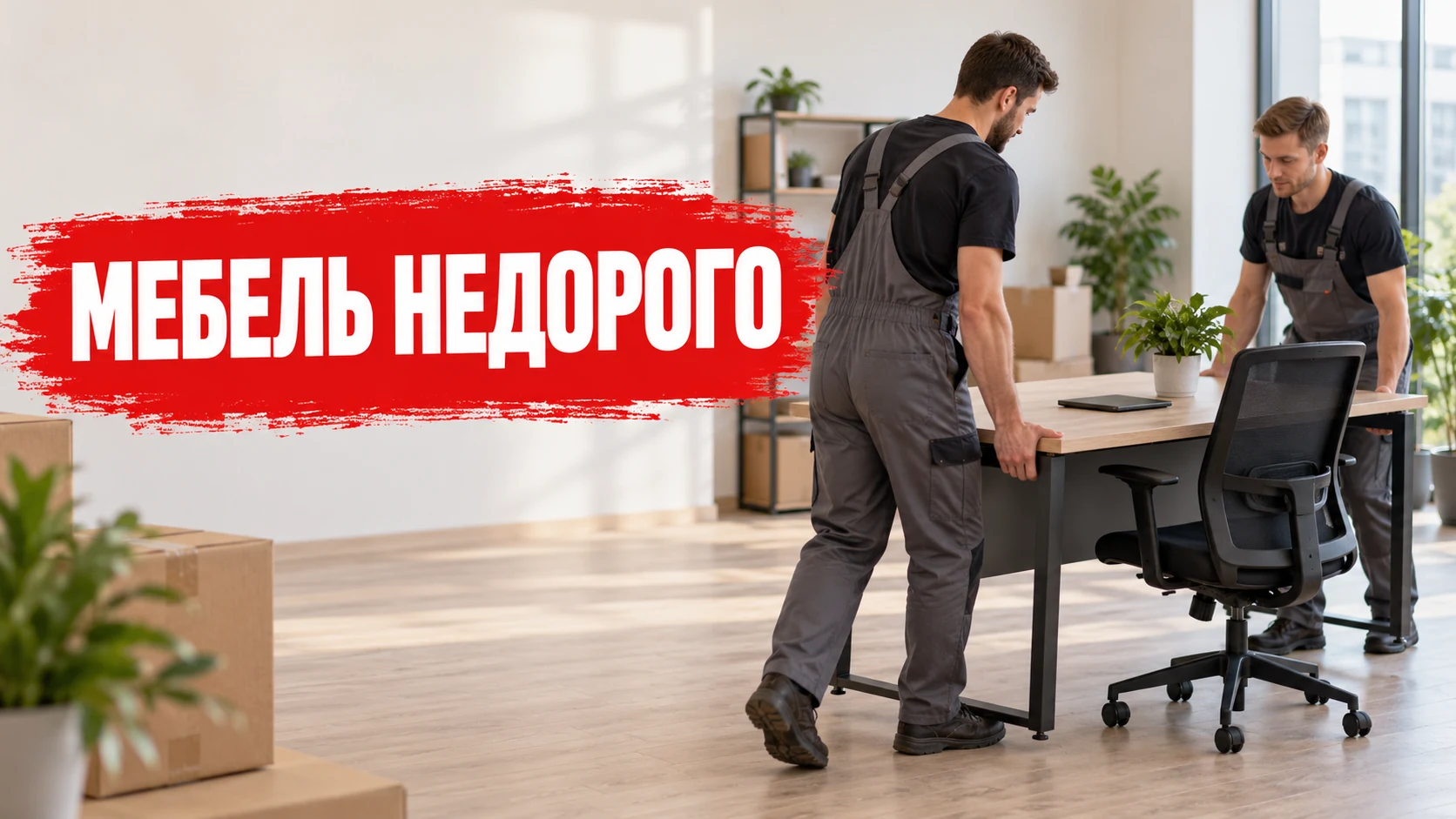 Обложка статьи: мебельный перенос и надпись «МЕБЕЛЬ НЕДОРОГО»