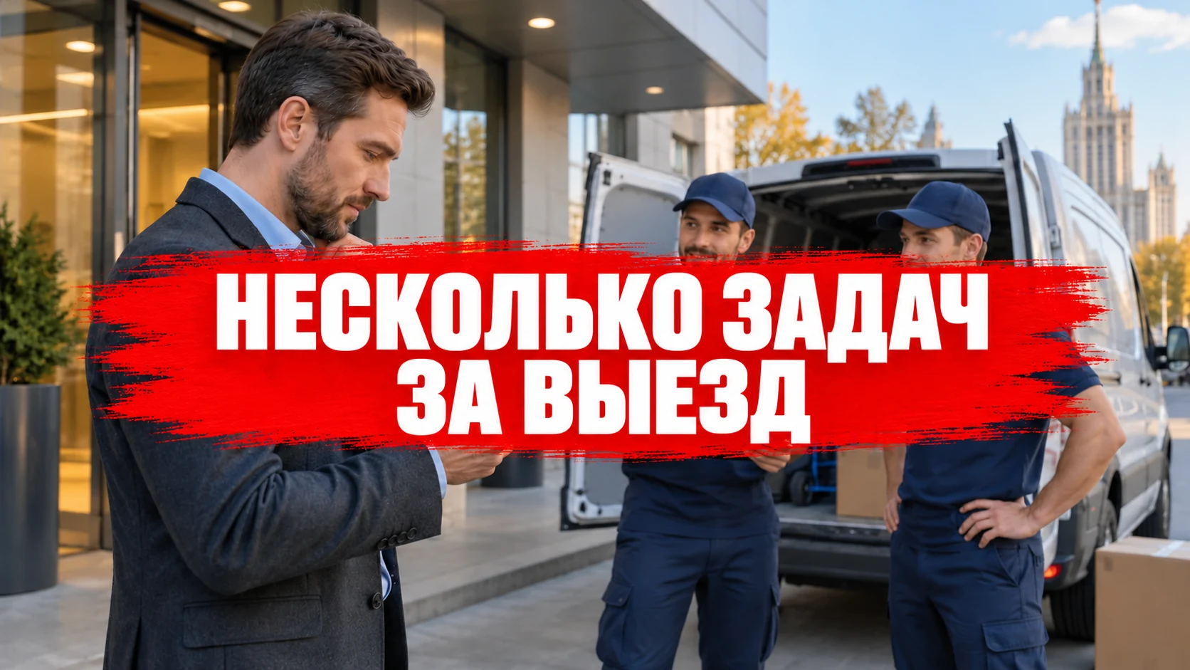Представитель заказчика и двое работников обсуждают записи у автомобиля