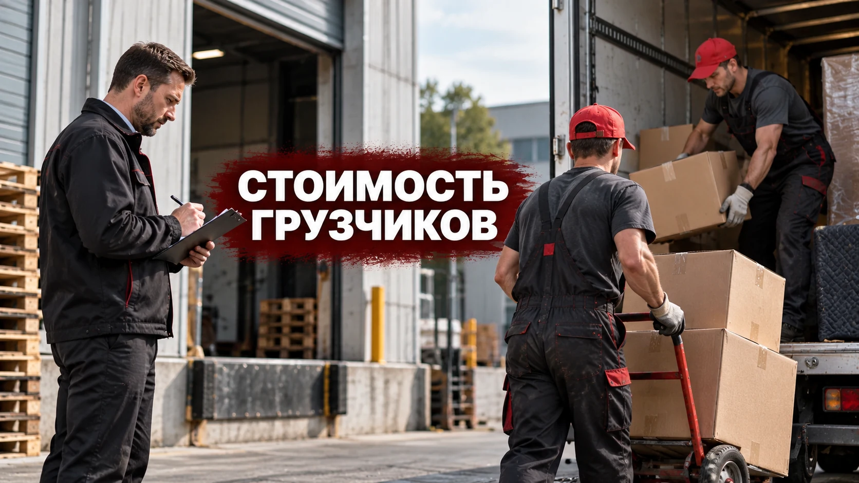 Обложка статьи о стоимости грузчиков: бригада и руководитель обсуждают задачу на объекте