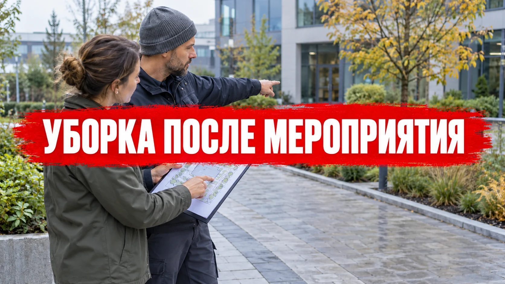 Представители площадки обсуждают открытые участки территории по плану